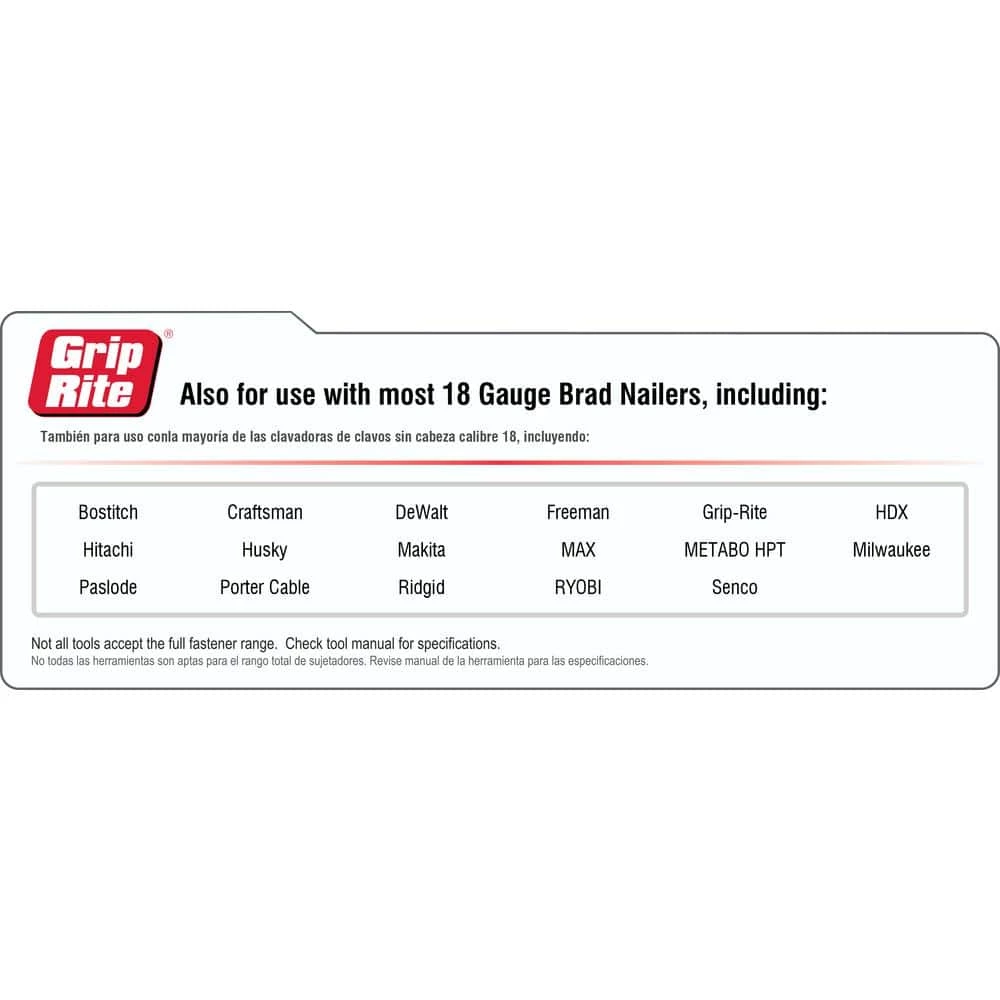 Grip-Rite 2 in. 18-Gauge Brad Nail (5,000-Pack) 5 Grip-Rite 2 in. 18-Gauge Brad Nail (5,000-Pack) - Image 5
