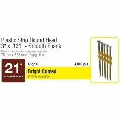 Grip-Rite 3 in. x 0.131 in. Plastic 4M Vinyl-Coated Steel Smooth Shank Framing Nail -Hardware Essentials Sales Store grip rite collated framing nails gr014 4f 1000