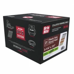 Grip-Rite 3-1/4 in. x 0.131 in. 21-Degree Plastic Hot Galvanized Smooth Shank Round Head Framing Nails (4,000 Per Box) -Hardware Essentials Sales Store grip rite collated framing nails gr034hg 40 1000