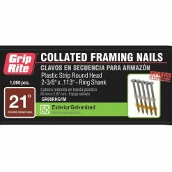Grip-Rite 2-3/8 in. x 0.113-Gauge Galvanized Ring Shank Plastic Framing Nails (1,000 per Box) -Hardware Essentials Sales Store grip rite collated framing nails gr08rhg1m 4f 1000