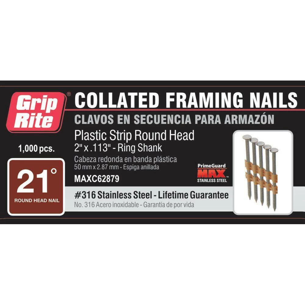 Grip-Rite 2 in. x 0.113-Gauge Plastic Stainless Steel Nails (1,000 per Box) 2 Grip-Rite 2 in. x 0.113-Gauge Plastic Stainless Steel Nails (1,000 per Box) - Image 2