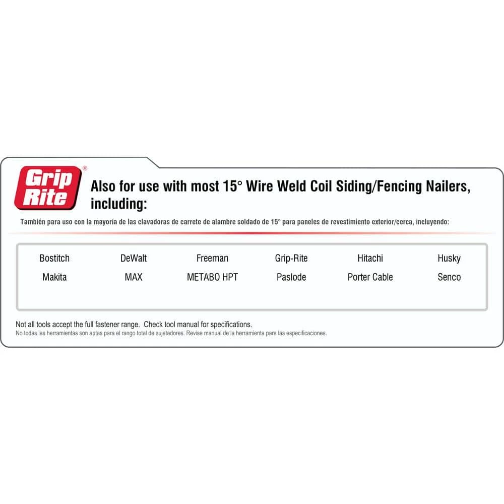 Grip-Rite 2 in. x 0.092 in. 15 Deg. Wire Collated Hot Galvanized Ring Shank Nails (3,000-Pack) 5 Grip-Rite 2 in. x 0.092 in. 15 Deg. Wire Collated Hot Galvanized Ring Shank Nails (3,000-Pack) - Image 5