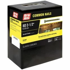 Grip-Rite #10-1/4 x 2-1/2 in. 8-Penny Vinyl-Coated Steel Common Nails (5 lb.-Pack)