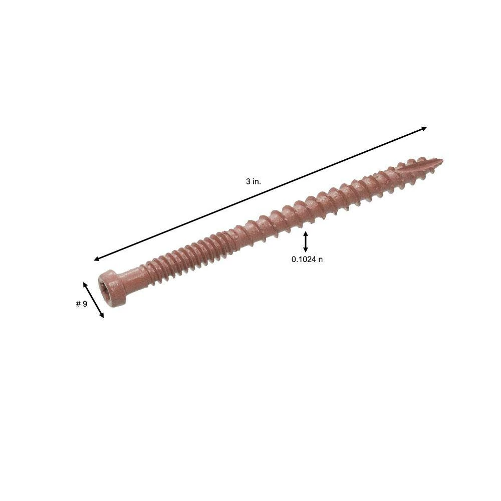 Grip-Rite #9 x 3 in. Coarse Red Polymer-Plated Steel Star-Drive Bugle Head Composite Deck Screws 2 Grip-Rite #9 x 3 in. Coarse Red Polymer-Plated Steel Star-Drive Bugle Head Composite Deck Screws - Image 2