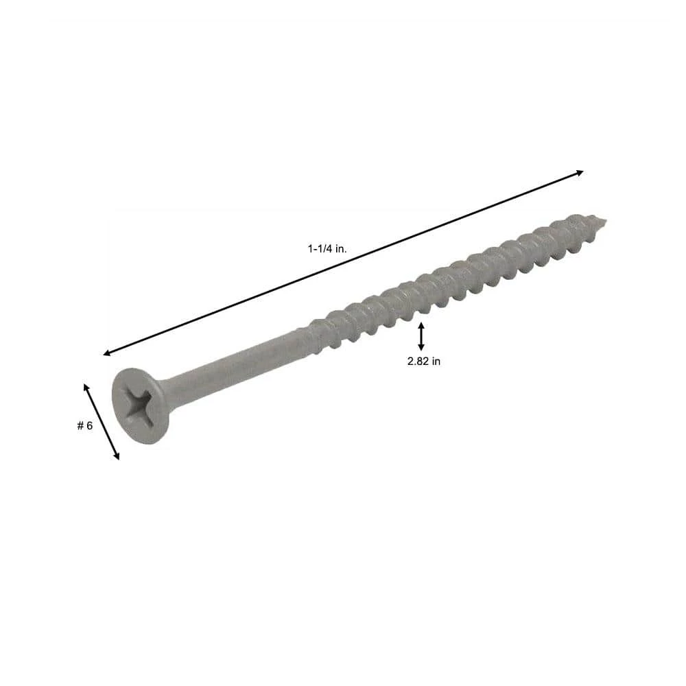 Grip-Rite #8 x 1-1/4 in. Philips Bugle-Head Coarse Thread Sharp Point Polymer Coated Exterior Screw (1 lb./Pack) 2 Grip-Rite #8 x 1-1/4 in. Philips Bugle-Head Coarse Thread Sharp Point Polymer Coated Exterior Screw (1 lb./Pack) - Image 2