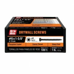 Grip-Rite #6 x 1-5/8 in. Philips Bugle-Head Coarse Thread Sharp Point Drywall Screw (1 lb./Pack)