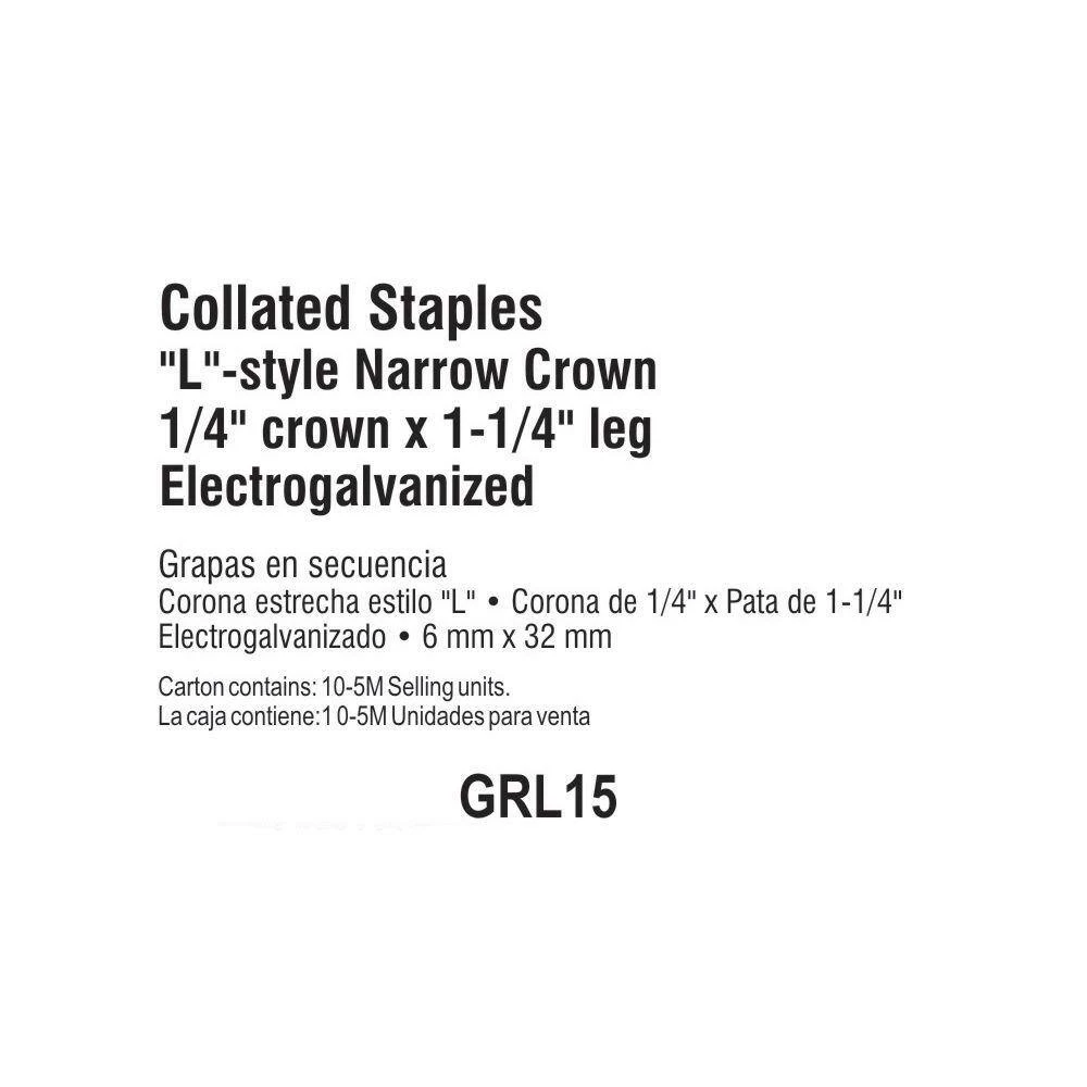 Grip-Rite 1-1/4 in. x 1/4 in. 18-Gauge Electrogalvanized L Style Narrow Crown Staples (5,000 Per Box) 7 Grip-Rite 1-1/4 in. x 1/4 in. 18-Gauge Electrogalvanized L Style Narrow Crown Staples (5,000 Per Box) - Image 7