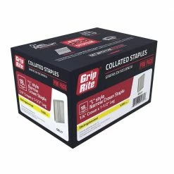 Grip-Rite 1-1/2 in. x 1/4 in. 18-Gauge Electrogalvanized L Style Narrow Crown Staples (5,000- Per Box) -Hardware Essentials Sales Store grip rite pneumatic staples grl17 40 1000