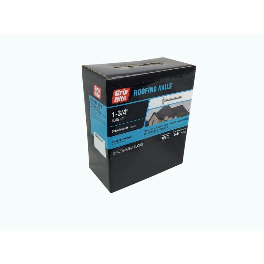 Grip-Rite #11 x 1-3/4 in. Electro-Galvanized Steel Roofing Nails (5 lb.-Pack) 1 Grip-Rite #11 x 1-3/4 in. Electro-Galvanized Steel Roofing Nails (5 lb.-Pack)