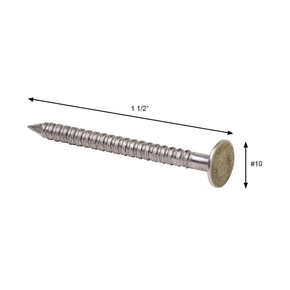 Grip-Rite #10 x 11/2 in. x 4 in. D 304 Stainless Steel Ring Shank Roofing Nails (5 lbs. Pack) 2 Grip-Rite #10 x 11/2 in. x 4 in. D 304 Stainless Steel Ring Shank Roofing Nails (5 lbs. Pack) - Image 2