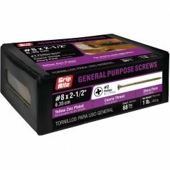 Grip-Rite #8 2-1/2 in. Phillips Bugle-Head Coarse Thread Gold Screws (1 lb./Pack)