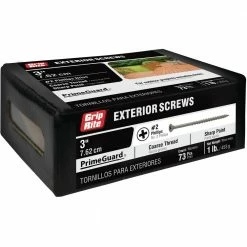 Grip-Rite #9 x 3 in. Philips Bugle-Head Coarse Thread Sharp Point Polymer Coated Exterior Screw (1 lb./Pack) -Hardware Essentials Sales Store grip rite wood screws ptn3s1 77 1000