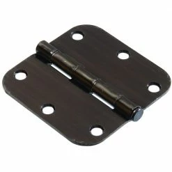 Hardware Essentials 3-1/2 in. Pewter Residential Door Hinge with 5/8 in. Round Corner Removable Pin Full Mortise (5-Pack)