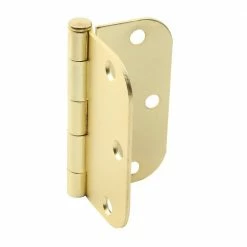Hardware Essentials 3-1/2 in. Satin Brass Residential Door Hinge with 5/8 in. Round Corner Removable Pin Full Mortise (9-Pack) -Hardware Essentials Sales Store hardware essentials door hinges 852610 0 40 1000
