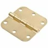 Hardware Essentials 3-1/2 in. Satin Brass Residential Door Hinge with 5/8 in. Round Corner Removable Pin Full Mortise (9-Pack)