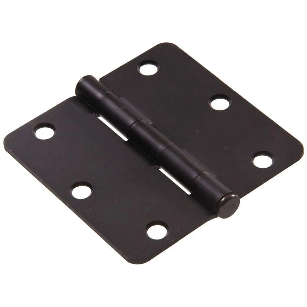 Hardware Essentials 3-1/2 in. Oil-Rubbed Bronze Residential Door Hinge with 1/4 in. Round Corner (9-Pack) 1 Hardware Essentials 3-1/2 in. Oil-Rubbed Bronze Residential Door Hinge with 1/4 in. Round Corner (9-Pack)
