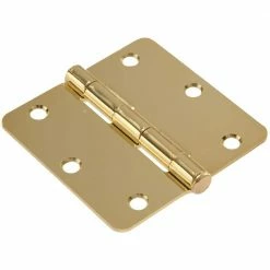 Hardware Essentials 3-1/2 in. Brass Residential Door Hinge with 1/4 in. Round Corner (9-Pack)