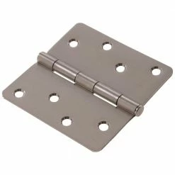 Hardware Essentials 4 in. Satin Nickel Residential Door Hinge with 1/4 in. Round Corner (9-Pack)