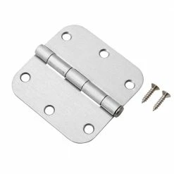 Hardware Essentials 3-1/2 in. Satin Chrome Residential Door Hinge with 5/8 in. Round Corner Removable Pin Full Mortise (9-Pack) -Hardware Essentials Sales Store hardware essentials door hinges 852803 0 40 1000