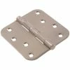 Hardware Essentials 4 in. Satin Nickel Residential Door Hinge with 5/8 in. Round Corner Removable Pin Full Mortise (9-Pack)
