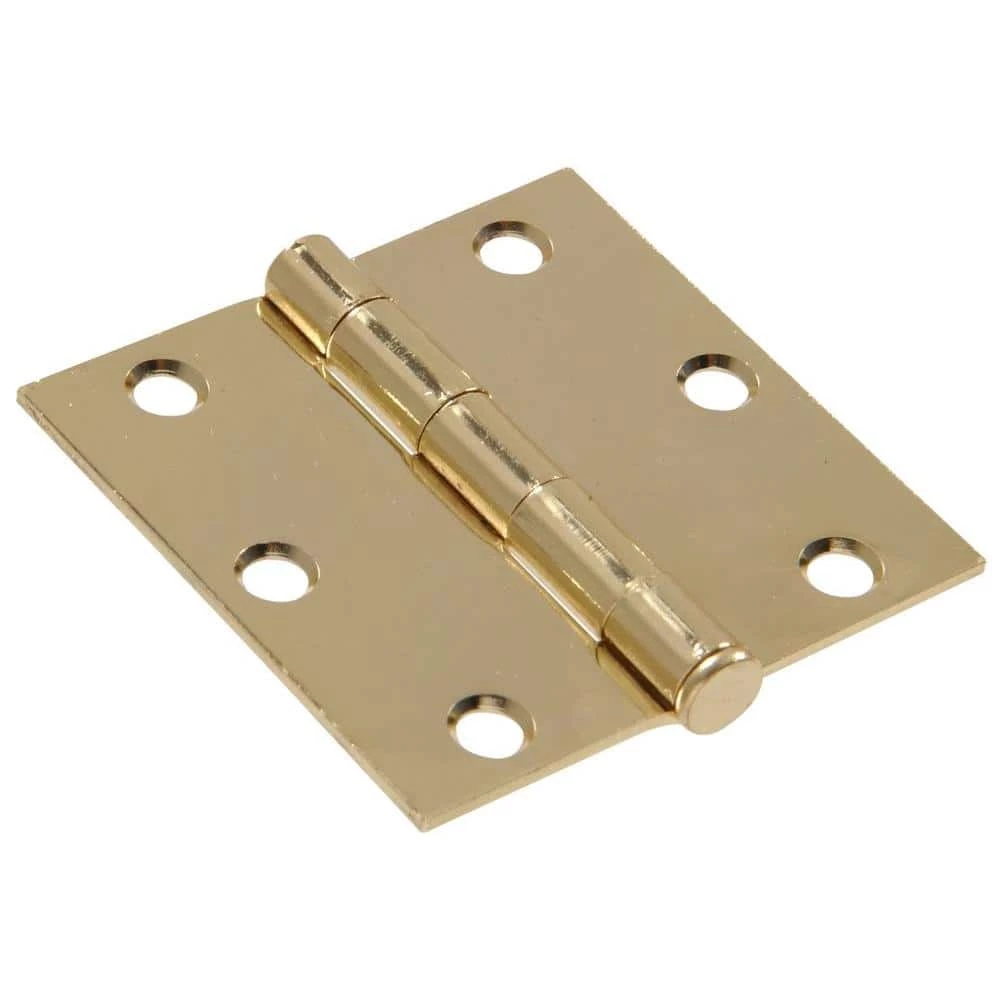 Hardware Essentials 3 in. Brass Residential Door Hinge with Square Corner Removable Pin Full Mortise (9-Pack) 1 Hardware Essentials 3 in. Brass Residential Door Hinge with Square Corner Removable Pin Full Mortise (9-Pack)