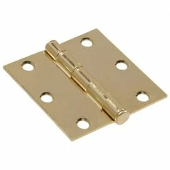 Hardware Essentials 3-1/2 in. Brass Residential Door Hinge with Square Corner Removable Pin Full Mortise (9-Pack)