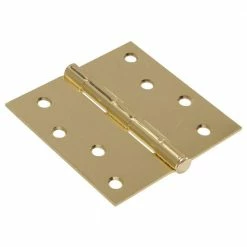 Hardware Essentials 4 in. Brass Residential Door Hinge with Square Corner Removable Pin Full Mortise (9-Pack)