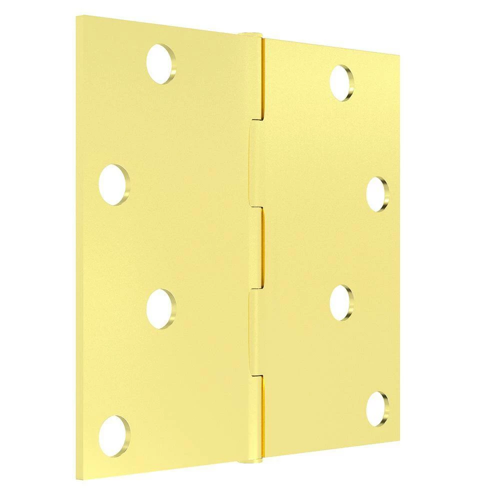 Hardware Essentials 4 in. Brass Residential Door Hinge with Square Corner Removable Pin Full Mortise (9-Pack) 4 Hardware Essentials 4 in. Brass Residential Door Hinge with Square Corner Removable Pin Full Mortise (9-Pack) - Image 4