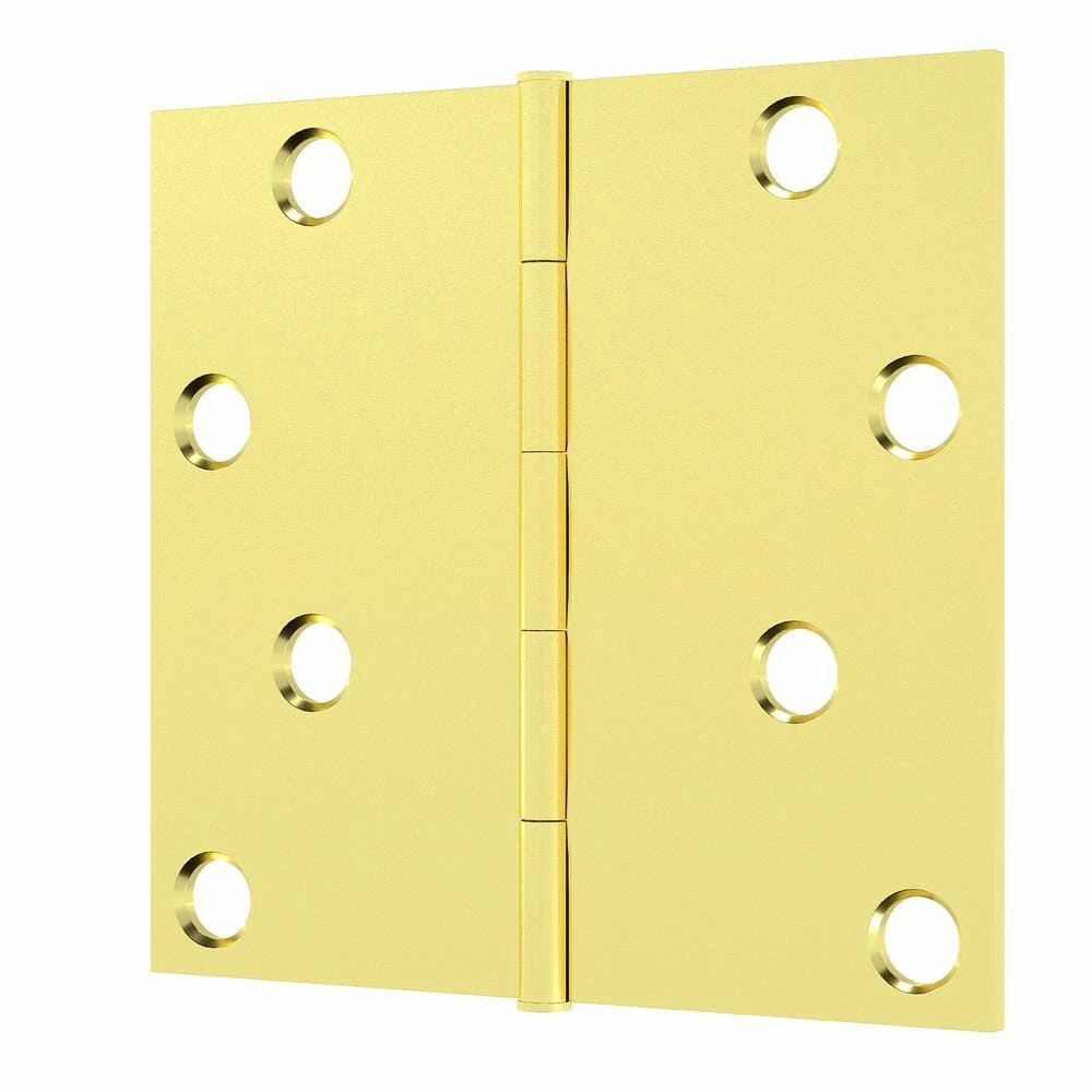 Hardware Essentials 4 in. Brass Residential Door Hinge with Square Corner Removable Pin Full Mortise (9-Pack) 2 Hardware Essentials 4 in. Brass Residential Door Hinge with Square Corner Removable Pin Full Mortise (9-Pack) - Image 2