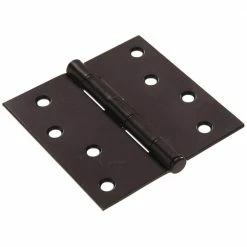 Hardware Essentials 4 in. Black Residential Door Hinge with Square Corner Removable Pin Full Mortise (9-Pack)