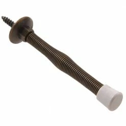 Hardware Essentials 3 in. Antique Brass Utility Spring Door Stop (5-Pack)