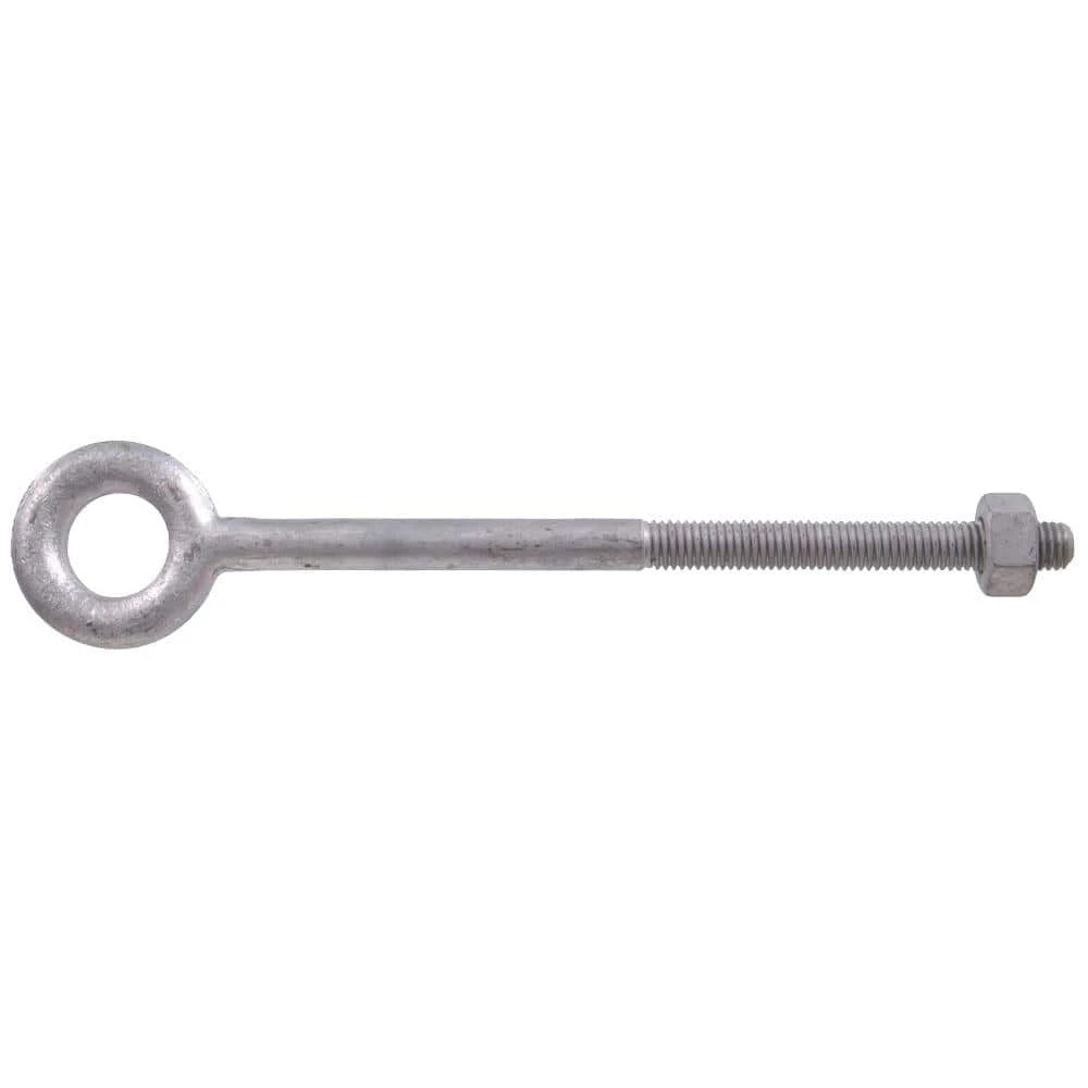 Hardware Essentials 1/2-13 x 14 in. Forged Steel Hot-Dipped Galvanized Eye Bolt with Hex Nut in Plain Pattern (5-Pack) 1 Hardware Essentials 1/2-13 x 14 in. Forged Steel Hot-Dipped Galvanized Eye Bolt with Hex Nut in Plain Pattern (5-Pack)