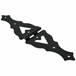 Hardware Essentials 10 in. Black Heavy Duty Ornamental Strap Hinge (4-Pack) -Hardware Essentials Sales Store hardware essentials fence gate hinges 852534 40 1000