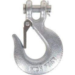 Hardware Essentials 1/4 in. Zinc-Plated Forged Steel Chain Hook with Grade 43 in Clevis Type Slip Hook with Latch (5-Pack)
