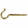 Hardware Essentials 0.192 x 3-3/8 in. Solid Brass Round Ceiling Type Screw Hook (10-Pack)