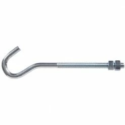 Hardware Essentials 3/8 in. x 16 in. x 7 in. x 1/4 in. Clothesline Hook Bolt with 2 Hex Nuts in Zinc-Plated (5-Pack)
