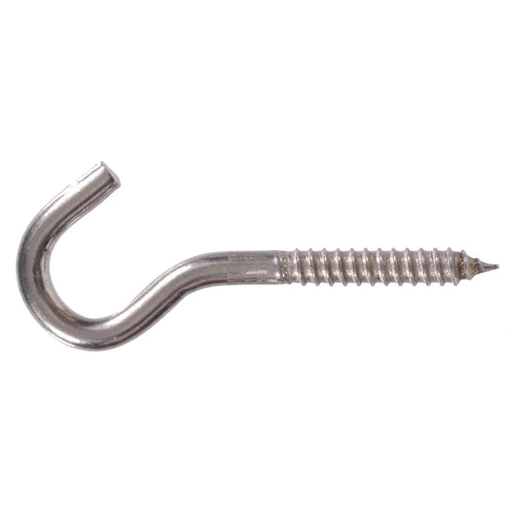 Hardware Essentials 3/8 x 4-7/8 in. Stainless Steel Heavy Duty Screw Hook (10-Pack) 1 Hardware Essentials 3/8 x 4-7/8 in. Stainless Steel Heavy Duty Screw Hook (10-Pack)
