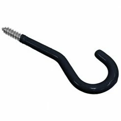 Hardware Essentials All Purpose Screw Hook in Black Vinyl Coated (20-Pack)